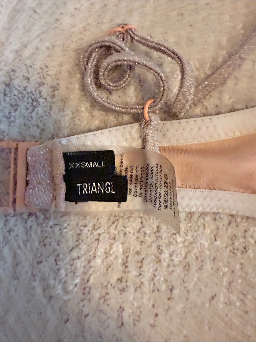 triangl swimwear Shimmery pink Two-Piece Bikini with Pink Pouch